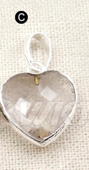 WT-P1306 Real Natural Black Agate Tigers Eye Pendant Heart Faceted Pendant With Real Gold Electroplated Gemstone Pendant