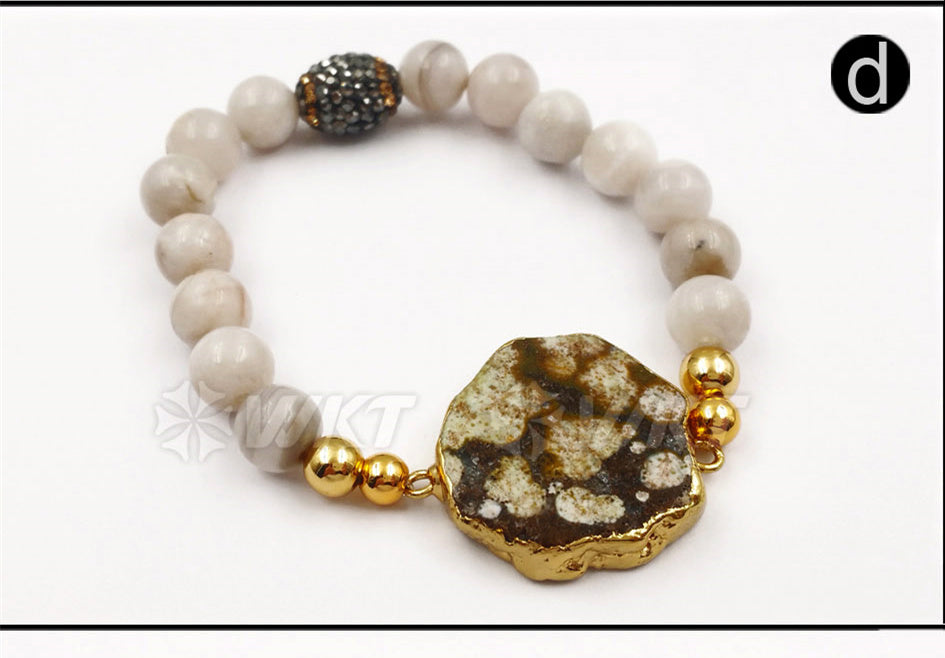 WT-B408 New Special Design Style Fashion Stone Beads Mixed Colorful Women Jewelry Bangle Ocean Bracelet