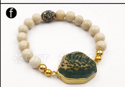 WT-B408 New Special Design Style Fashion Stone Beads Mixed Colorful Women Jewelry Bangle Ocean Bracelet