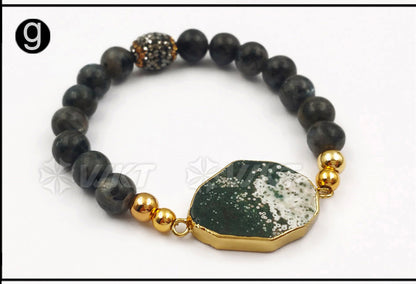 WT-B408 New Special Design Style Fashion Stone Beads Mixed Colorful Women Jewelry Bangle Ocean Bracelet