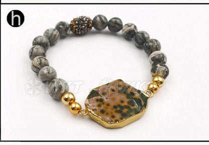 WT-B408 New Special Design Style Fashion Stone Beads Mixed Colorful Women Jewelry Bangle Ocean Bracelet