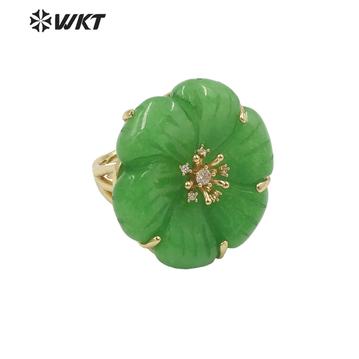 WT-R490 WKT Fashion Design Trendy Gift for Women Flower Shaped Colorful High Quality Gorgeous Natural Gemstone Stone Ring
