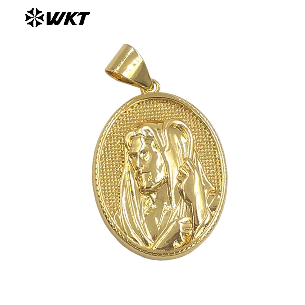 JFE144 18K Gold Plated God Religious Design Pendant Metal Yellow Brass Resist Tarnishable For Jewelry Handmade Wholesale