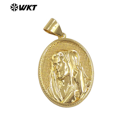 JFE144 18K Gold Plated God Religious Design Pendant Metal Yellow Brass Resist Tarnishable For Jewelry Handmade Wholesale