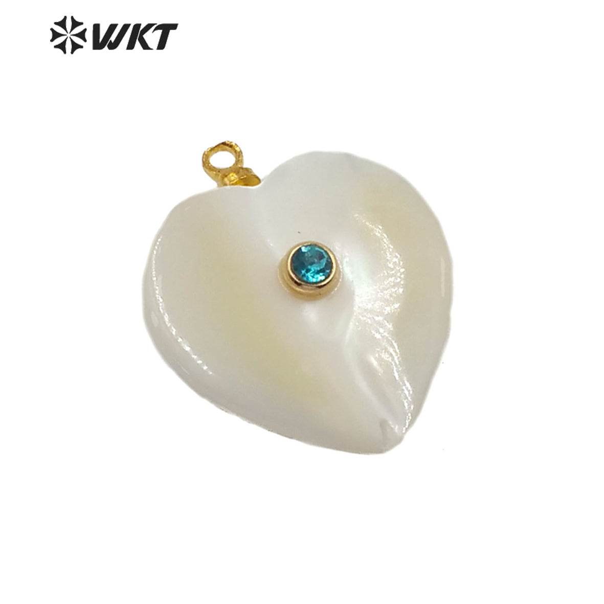 WT-JP209 Natural Heart Shell Pendant With CZ Charm Stylish Jewelry Heart Shape Shell Pendant Gift for Lady