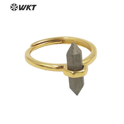 WT-R403 Natural Gemstone Amethyst Rose Quartz Crystal Quartz Pendant Hexagonal Delicate Pendant As Women Gifts Gemstone Ring