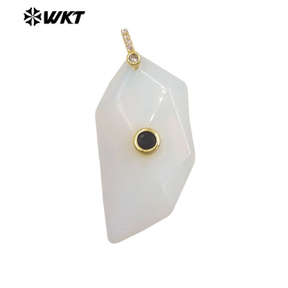 WT-P2145 Factory Wholesale Natural Gemstones Setting In Zircon Geometric Shape Gold Pendants For Women Earrings Handmade