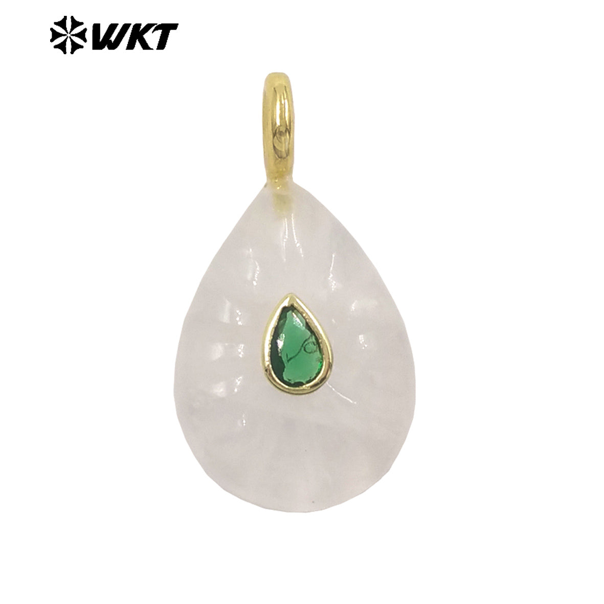 WT-P2142 Simple Fashionable Style Natural Gemstones Setting In Zircon Waterdrop Shape Pendant As Female Necklace Findings