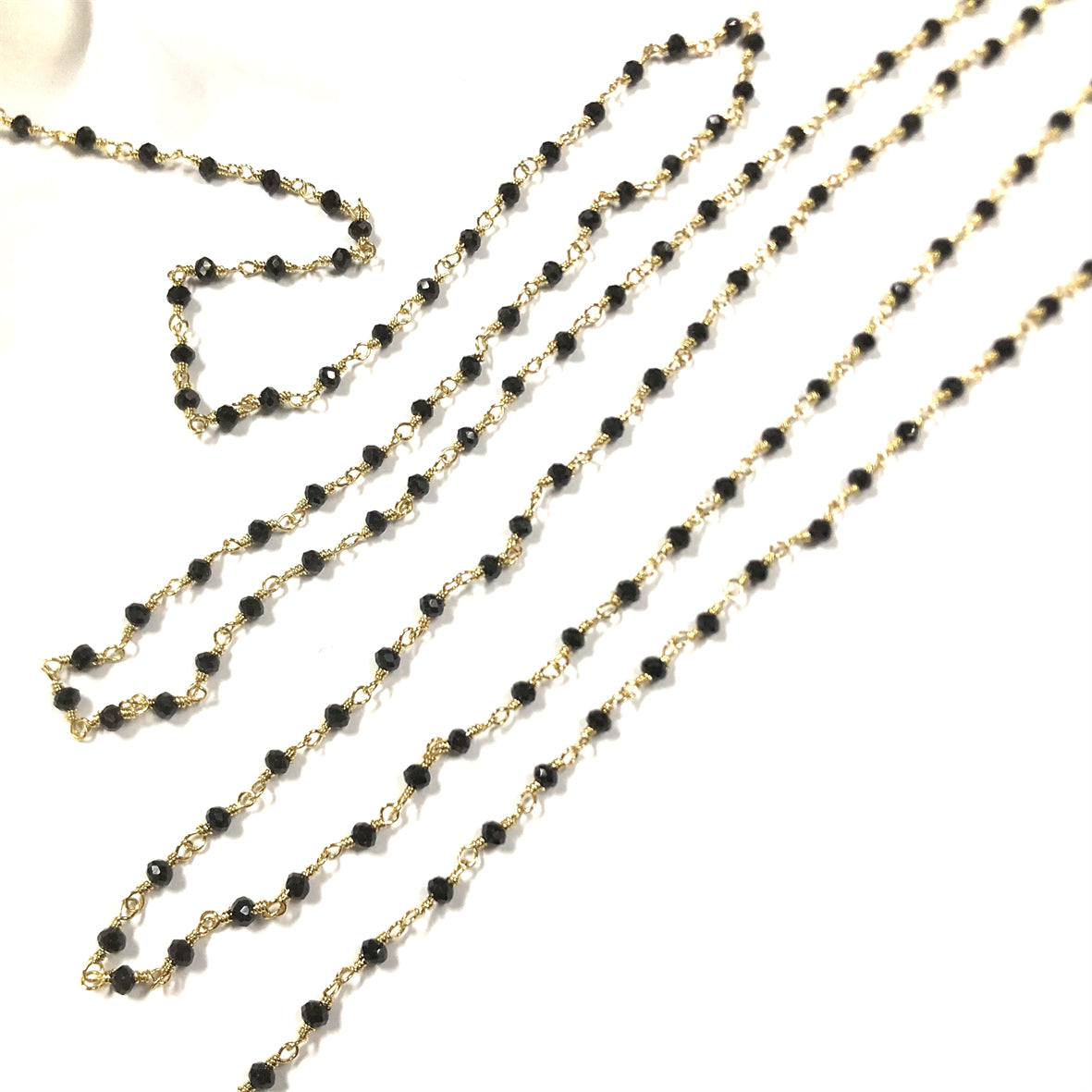 WT-RBC206 New and Beautiful Jewelry and Natural Black Crystal and Brass Making for Women Wire Wrapped Rosary Beads Necklace
