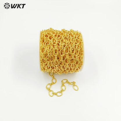 WT-BC244 Wholesale Resist Tarnishable Yellow Brass 18K Real Gold Plated Chain Making Jewelry Finding Big Oval Shape Design