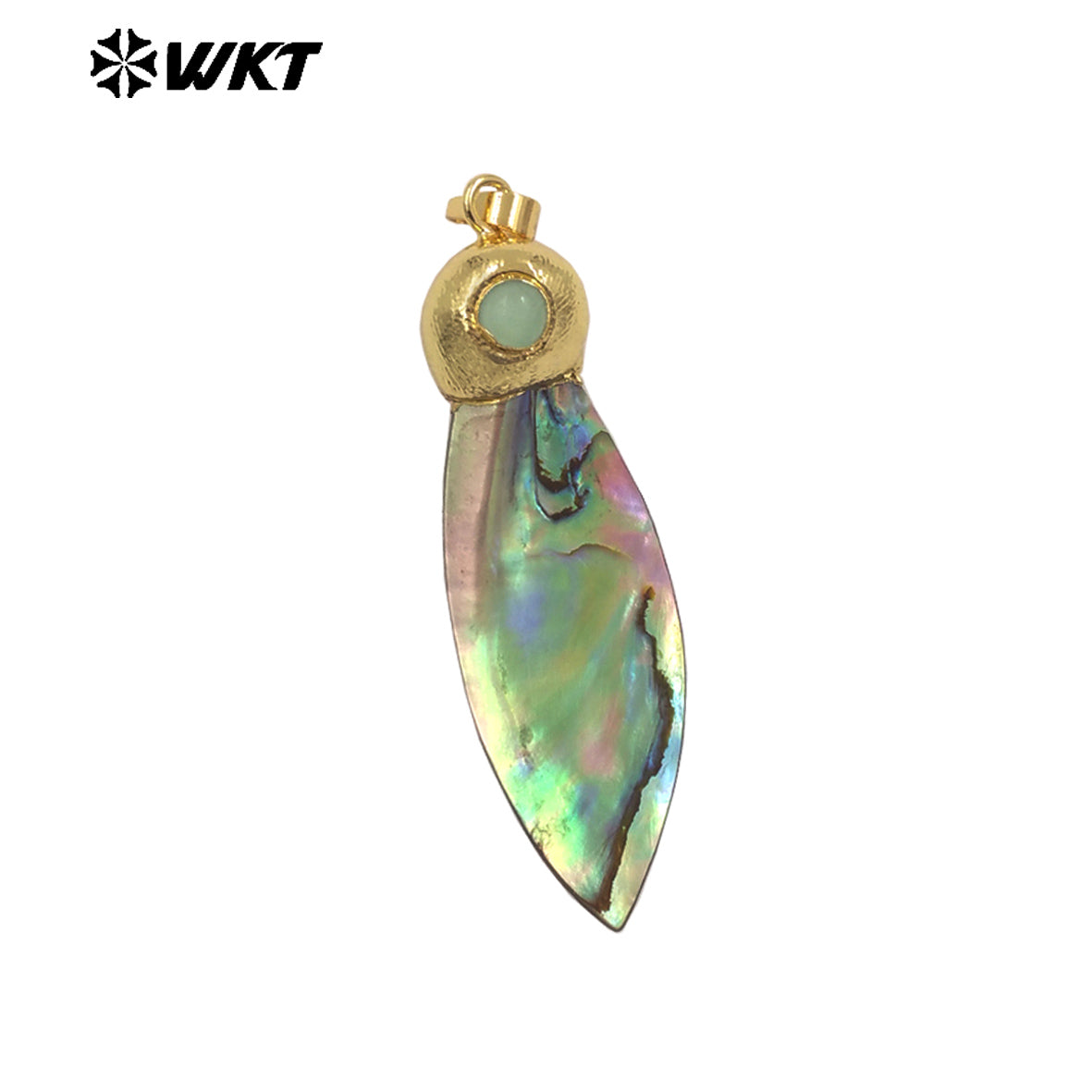 WT-JP447 Wholesale Vintage Design Gold Plated Natural Abalone Shell Sword Shape Little Pendants As Earrings Necklace DIY Finding