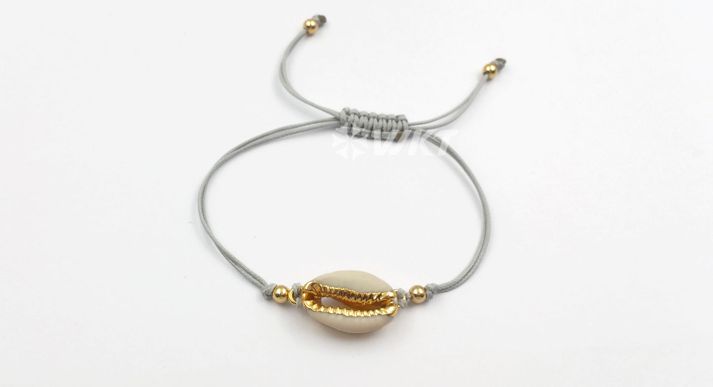WT-B421 Wholesale Fashion Design Special Cowrie Shell Bracelets Adjustable Jewelry NaturalCowrie Shell Wrapped Bracelets