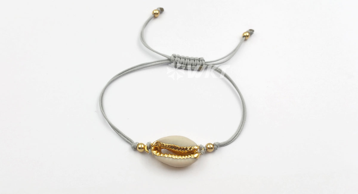 WT-B421 Wholesale Fashion Design Special Cowrie Shell Bracelets Adjustable Jewelry NaturalCowrie Shell Wrapped Bracelets