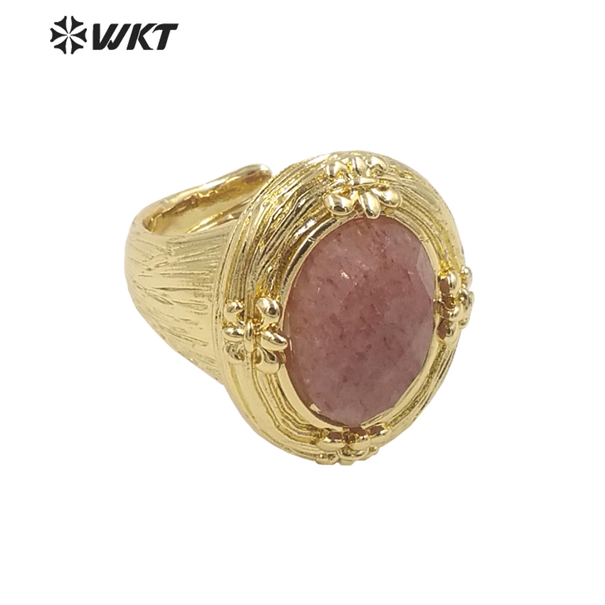 WT-R486 WKT Fashion Design Trendy Gift for Women Round Shaped Colorful High Quality Gorgeous Natural Gemstone Ring
