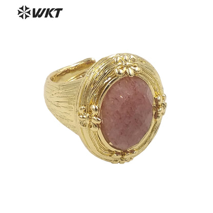 WT-R486 WKT Fashion Design Trendy Gift for Women Round Shaped Colorful High Quality Gorgeous Natural Gemstone Ring