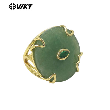WT-R612 New Product 18K Gold Electroplated Zircon And Natural Gemstones Round Rings As Female Daily Matching Accessory
