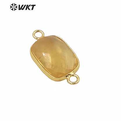WT-C298 Wholesale Euorope Hot Sale Natural Faceted Stone Jewelry Connectors Populared Women Gold Bezel Stone Connectors