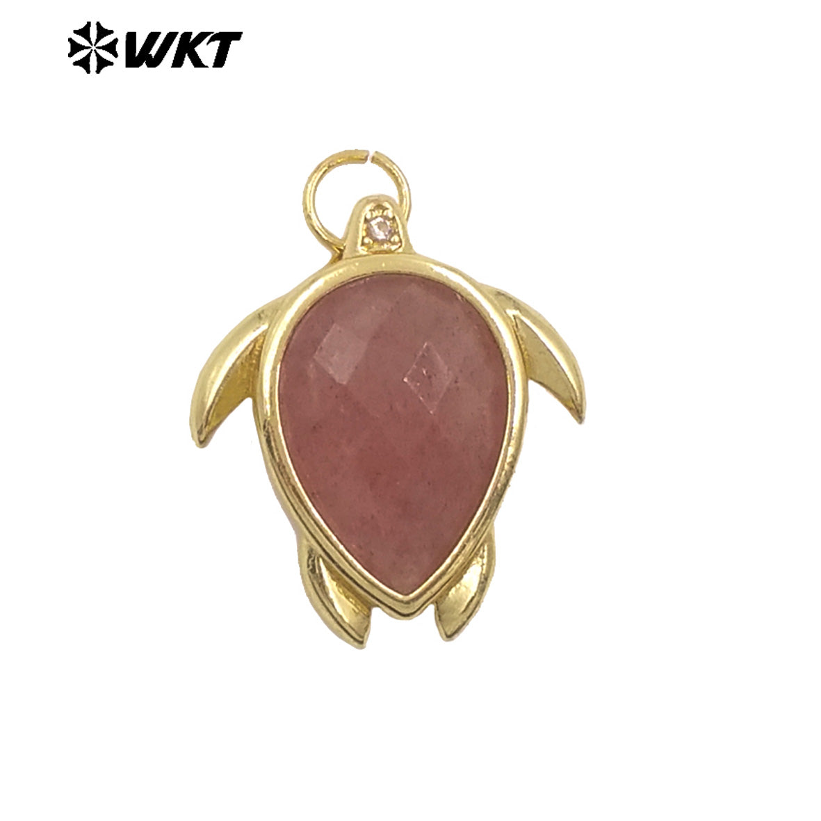 WT-P2015 Wholesale Exquisite Sea Turtles Shape Natural Gemstones Gold Plated Lovely Pendants For Ladies Jewelry Decoration