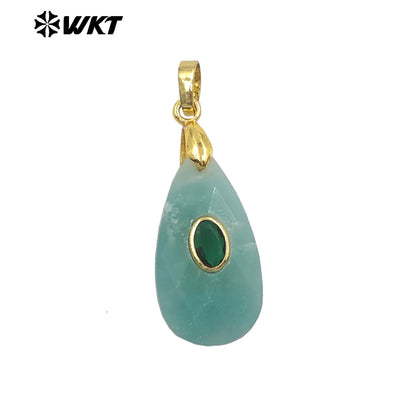 WT-P2044 New Arrival Natural Stone And Zircon Waterdrop Shape Lovely Charms Pendant As Women Elegant Earrings DIY Accessory