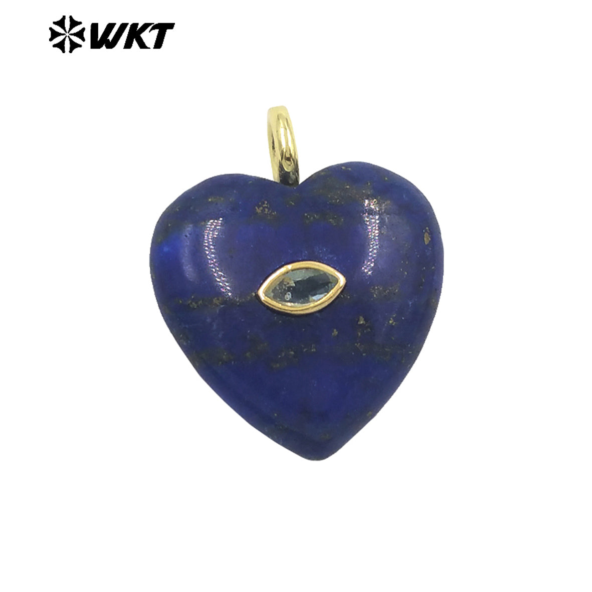 WT-P2042 Popular Sale Lapis Natural Stone Gold Plated Zircon Heart Shape Pendants For Romantic Women Necklace DIY Making
