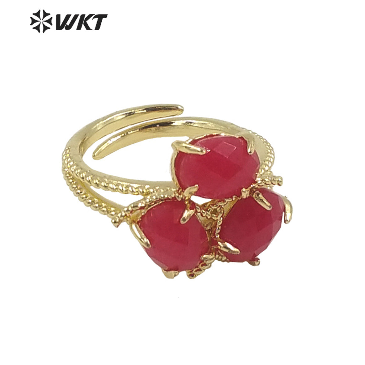 WT-R482 WKT Fashion Design Trendy Gift for Women Colorful High Quality Gorgeous Natural Jade Stone Ring