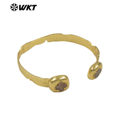 WT-B698 Wholesale Exquisite Women Gemstones Cross Bangles With Gold Electroplated for Daily Jewelry Accessories