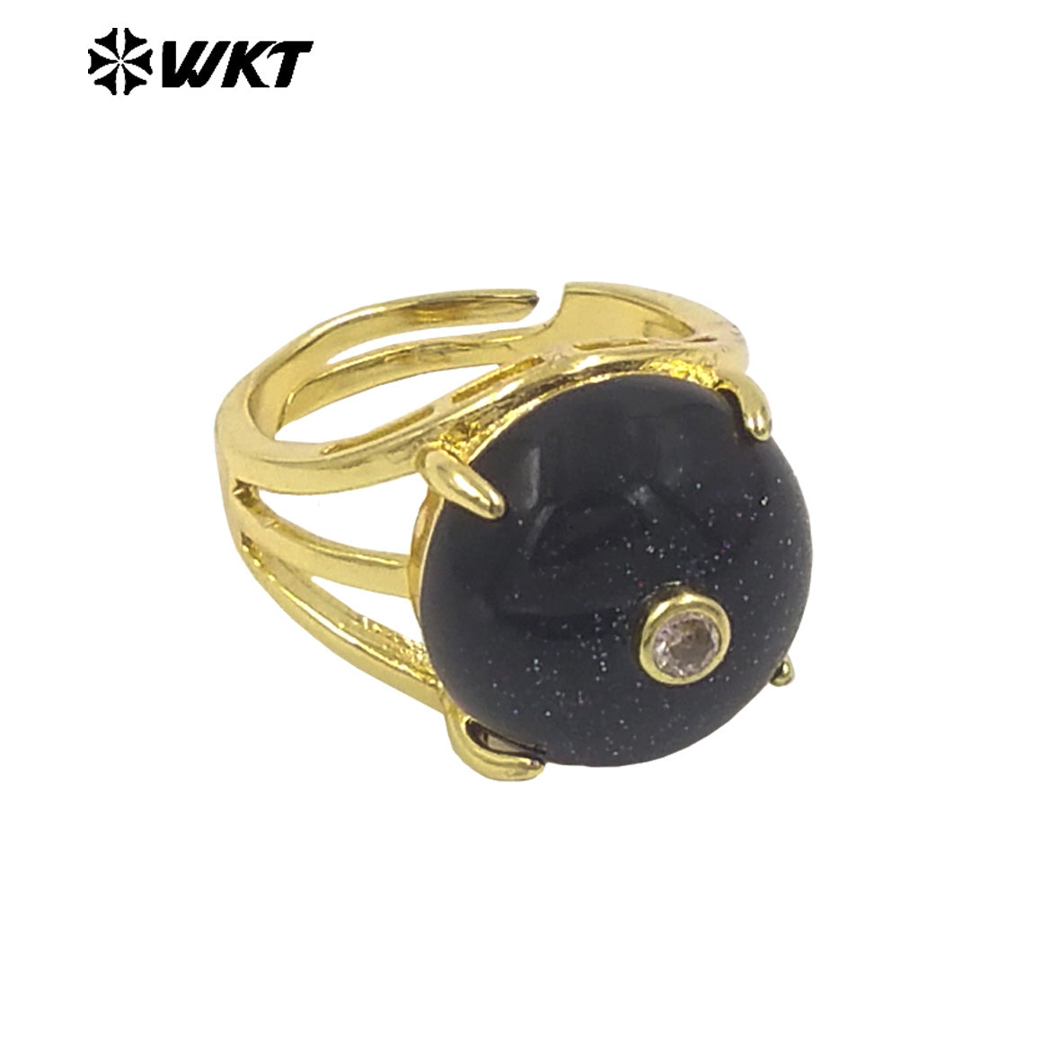 WT-R603 Newest Lovely Style Gold Plated Natural Gemstones And Zircon Round Women Rings For Party Wearing Decorative Jewelry