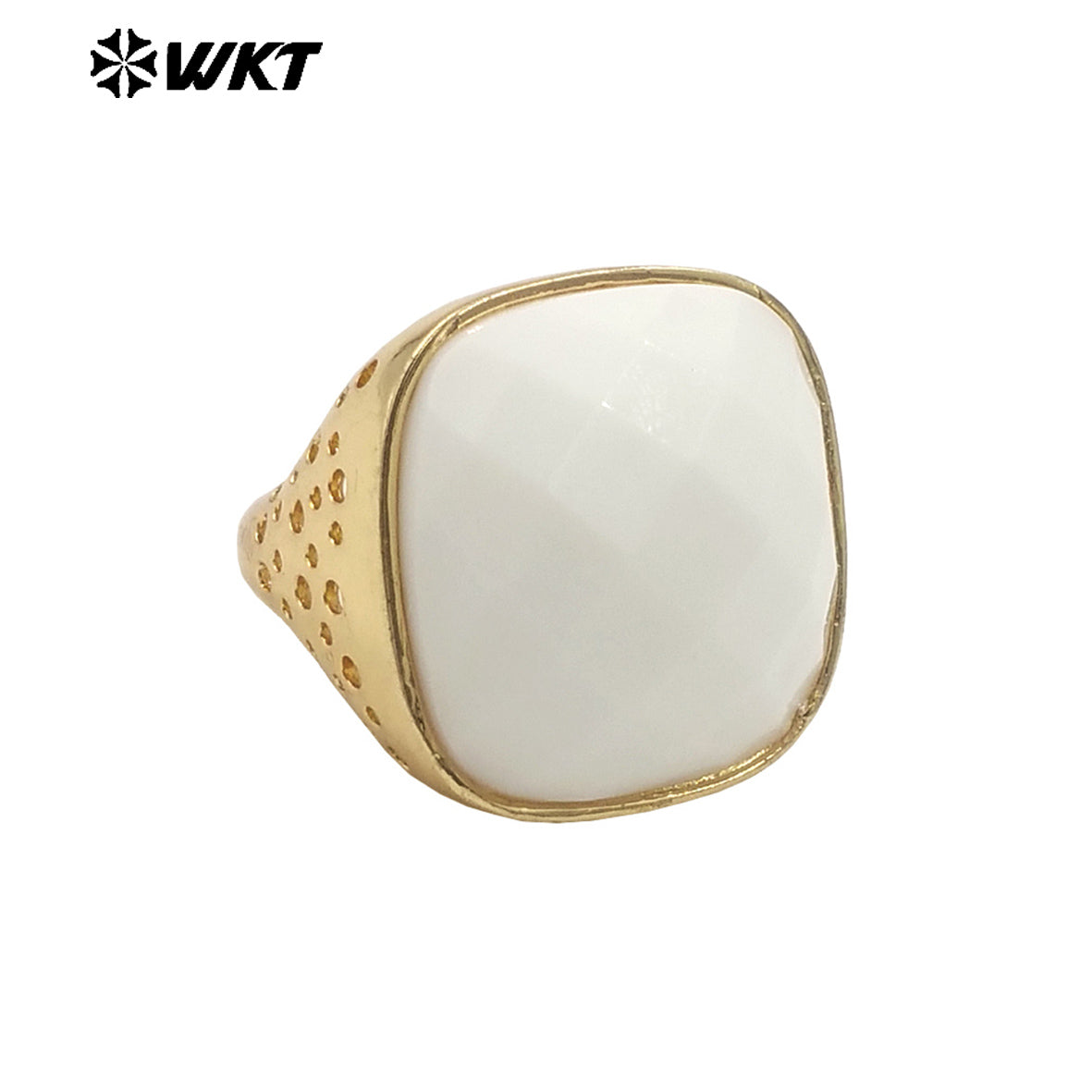 WT-R517 Wholesale Newest Spring Design Colorful Faceted Cat Eye Stone Square Unisex Ring for Party Jewelry