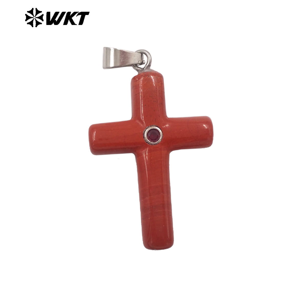 WT-P2070 Religious Style Silver Plated Zircon And Multi Natural Gemstones Cross Pendants As Boy Girl Handmade Jewelry Making