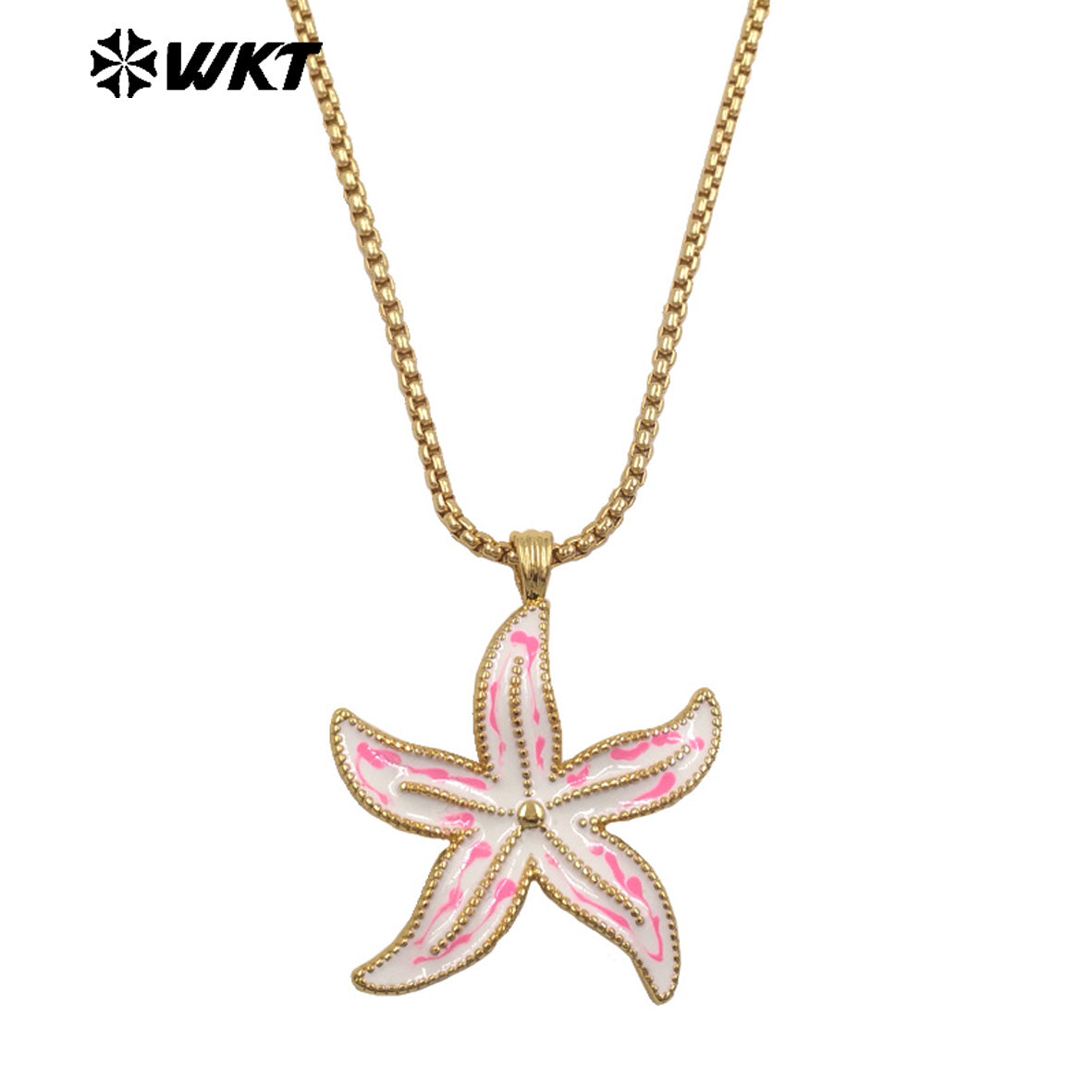 WT-JFN67 Sunmmer Trendy Gold Chain With Drop Oil Starfish Shape Pendant Necklaces For Women Seaside Vacation Wearing Jewelry