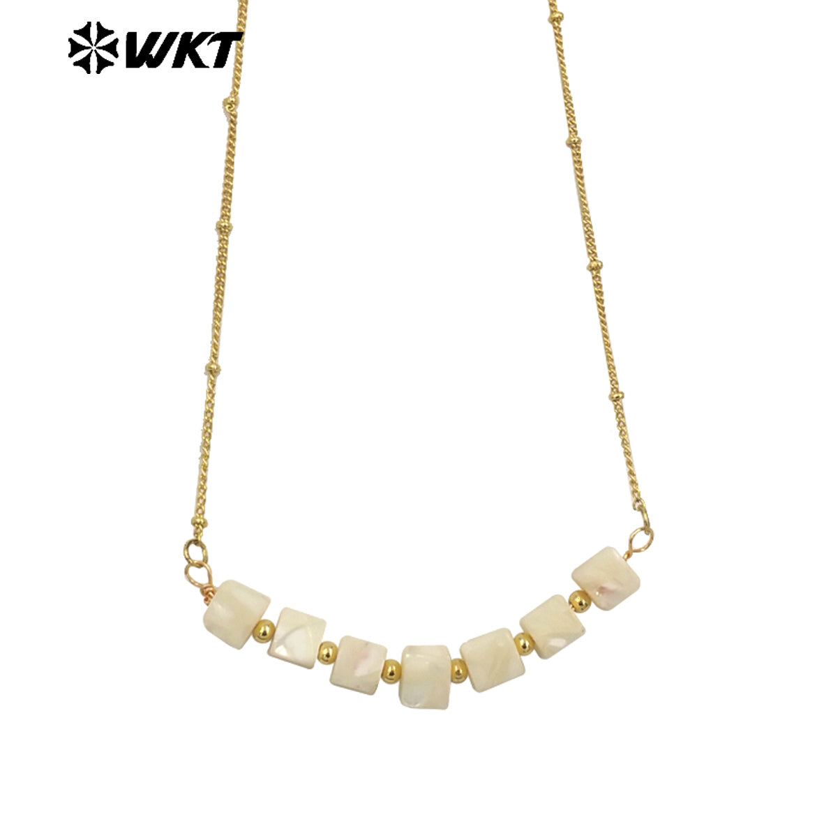 WT-N1469 Wholesale Fashion Elegant Handmade Square Natural Space Shell Beads Necklace Boho Women Style