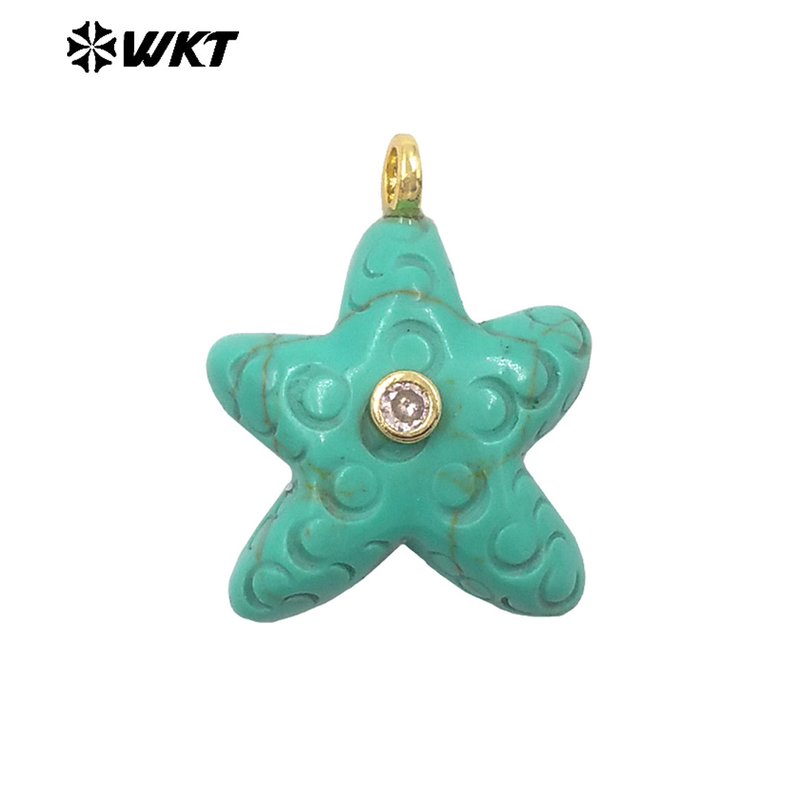 WT-P2108 Lovely Sweet Style Zircon And Natural Gemstones Starfish Shape Small Pendants For Girl Friends Necklace Jewelry DIY