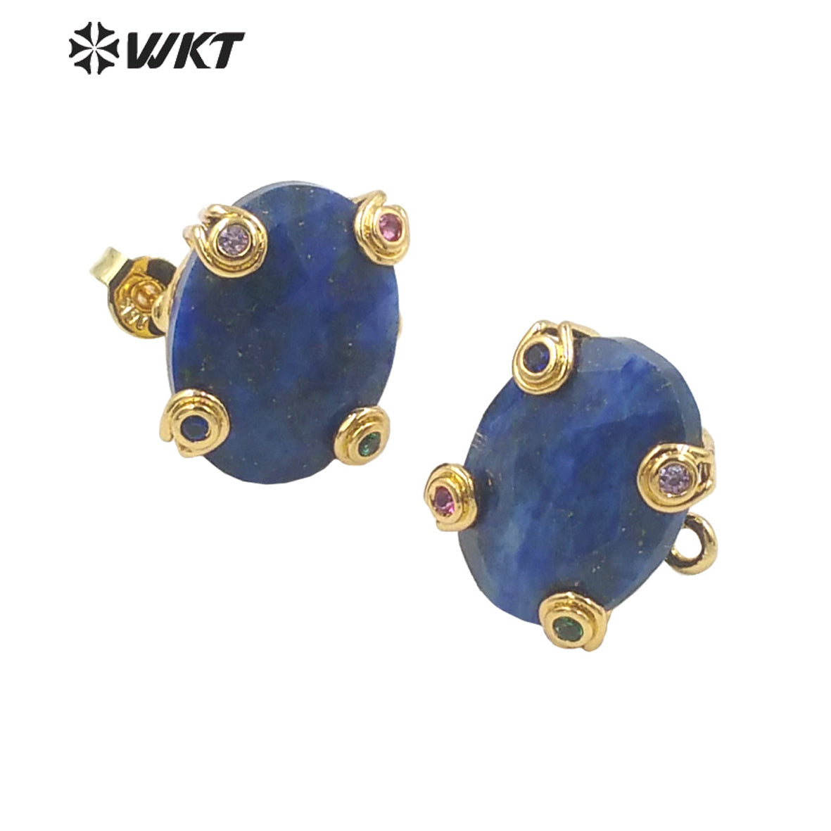 WT-E658 WKT 2022 New Trend Jewelry Natural Stone Cubic Zircon Prong Setting Women Jewelry Finding Earrings Wiht Hook Hanging