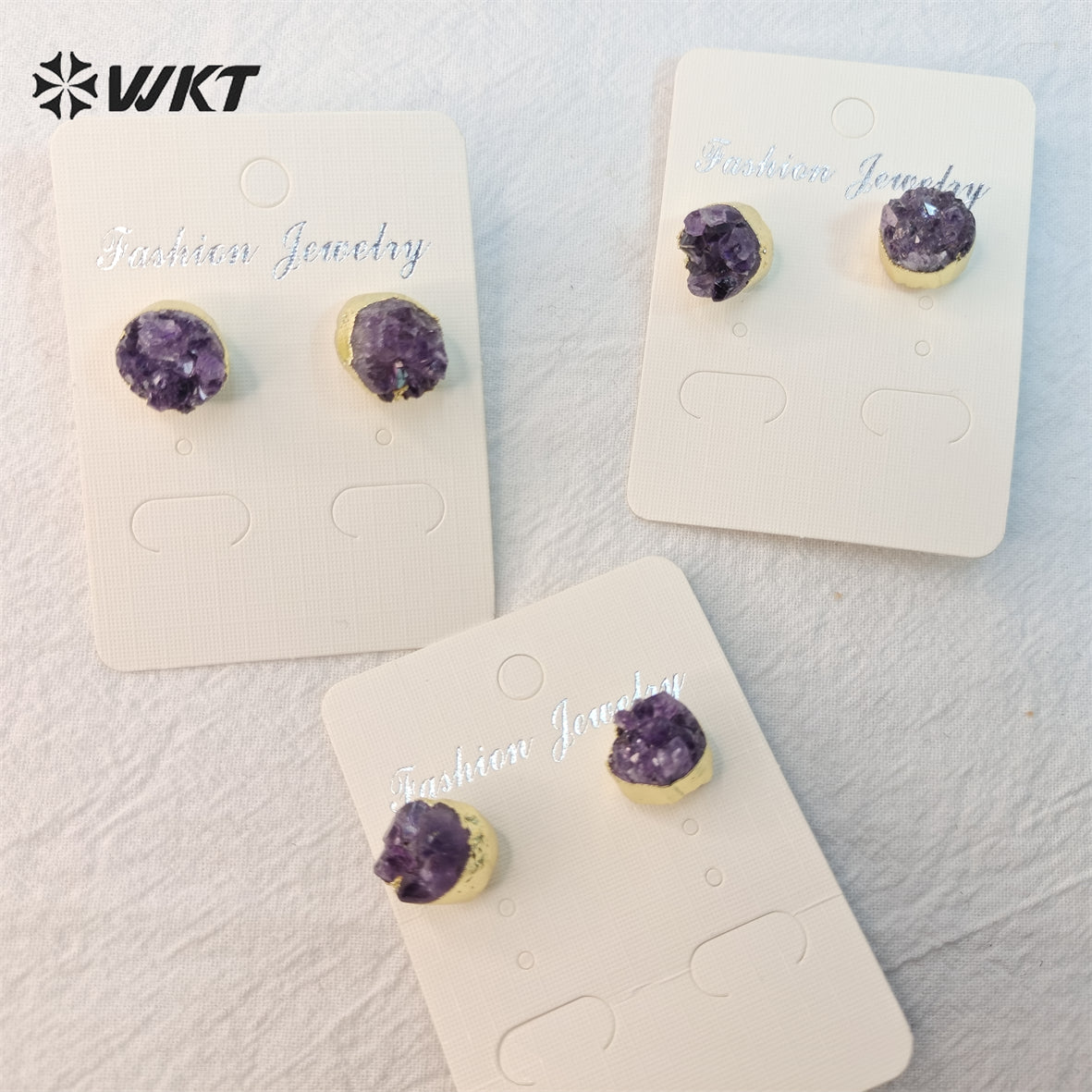 WT-E074 NEW Tiny Round Druzy Earrings Druzy Stud Earrings, Gold Plated Drusy Earrings, Amethyst Druzy Stud Earrings