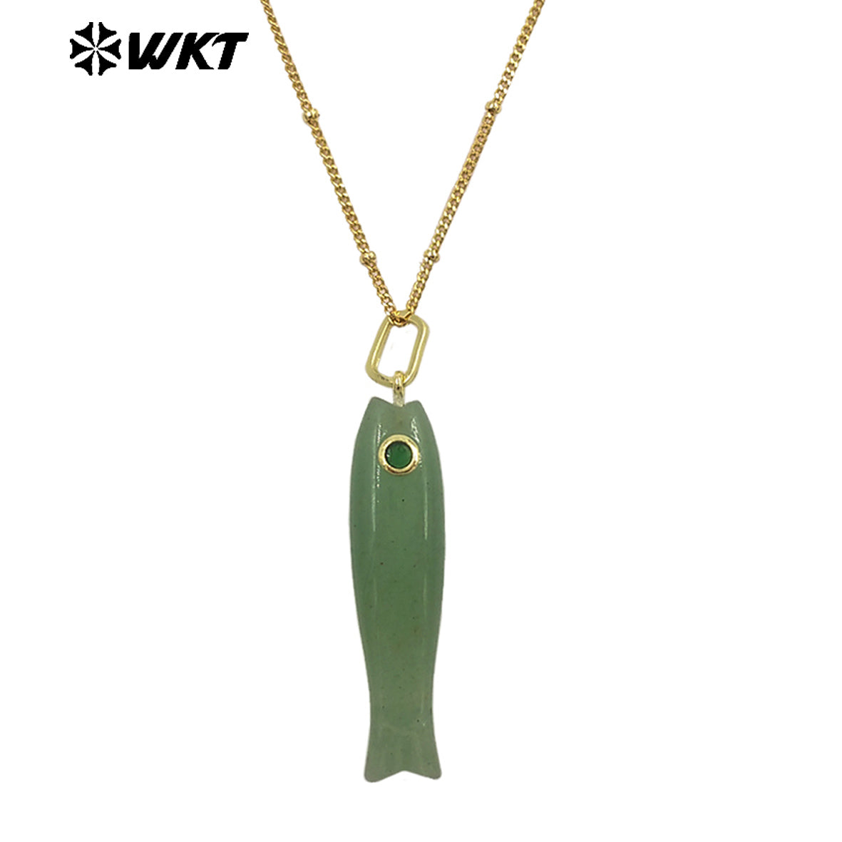 WT-N1535 Charming Trendy Natural Gemstones Little Fish Shape Gold Pendant Necklaces As Female Party Birthday Jewelry Gifts