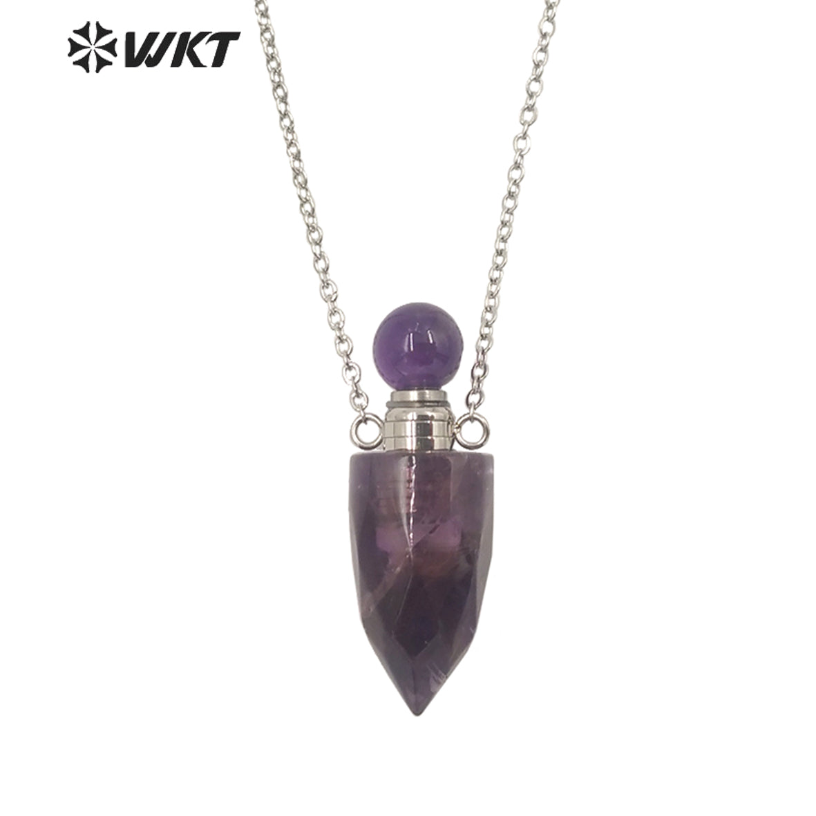 WT-N1370 Attractive Necklace Perfume Bottle Pendant Colorful Stone Pendant Necklace Women Jewelry Natural Stone Necklace