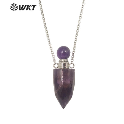 WT-N1370 Attractive Necklace Perfume Bottle Pendant Colorful Stone Pendant Necklace Women Jewelry Natural Stone Necklace