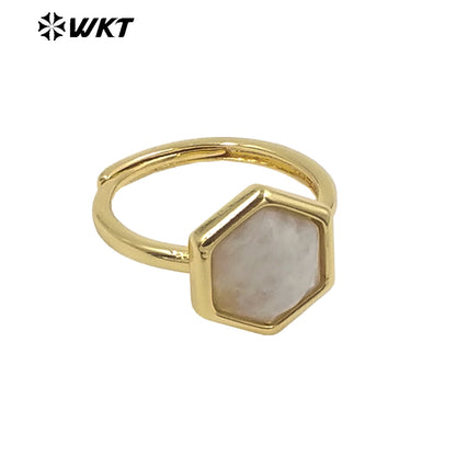 WT-R468 Newest Fashion Trendy Ring 18k Real Gold Plated Round Star Stone Anniversary Women Ring Hot INS Stone Ring