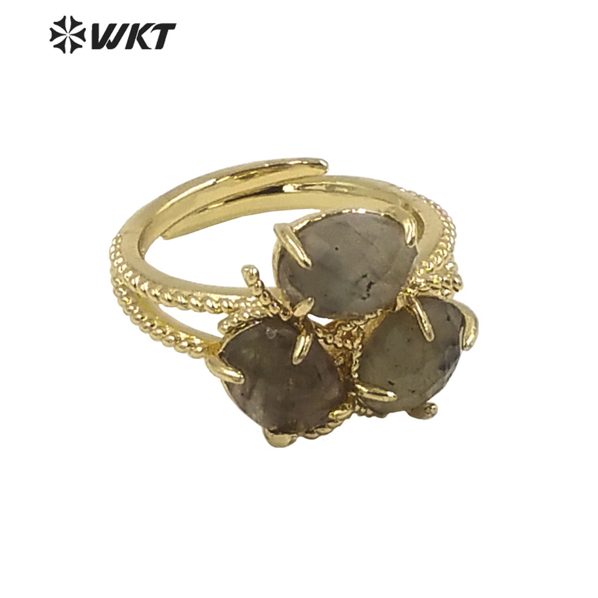 WT-R484 WKT Fashion Design Trendy Gift for Women Colorful Flower Shaped High Quality Gorgeous Natural Gemstone Stone Ring