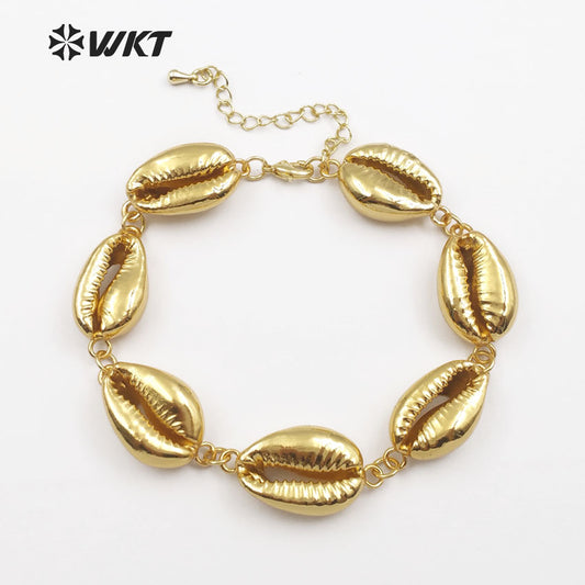 WT-B430 Cowrie Shell in Full Gold Silver Rose Gold Gun Black Electroplated Plated Different Kinds Bohe Gift for Women Bracelets