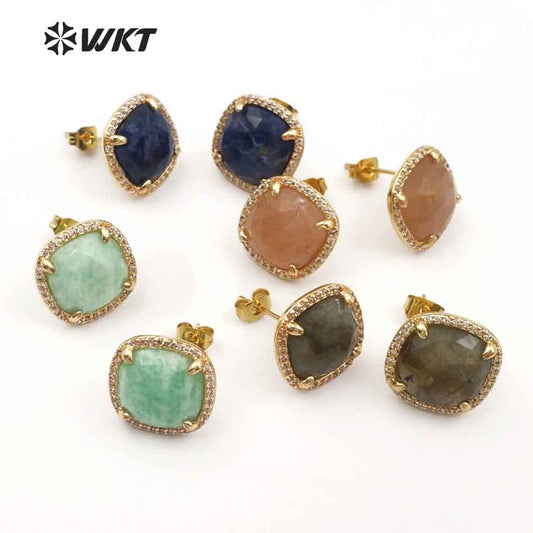 WT-ME053 Wholesale Fashion Beautiful Star Shape for Women Decoration Cubic Zirconia Pave 4 Color Stud Earring