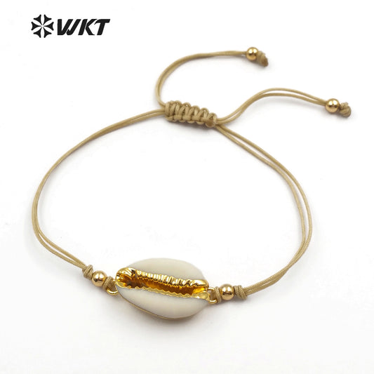 WT-B421 Wholesale Fashion Design Special Cowrie Shell Bracelets Adjustable Jewelry NaturalCowrie Shell Wrapped Bracelets