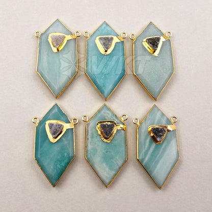 WT-P1243 WKT Popular Wholesale New Fashion Druzy Quartz Pendant Gold Plated Generous Amazonite Pendant