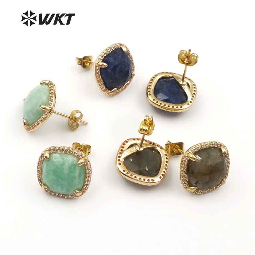 WT-ME053 Wholesale Fashion Beautiful Star Shape for Women Decoration Cubic Zirconia Pave 4 Color Stud Earring