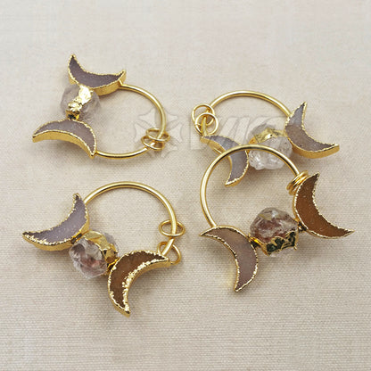 WT-P1255 WKT Wholesale New Fashion Crystal Quartz Jewelry Moon Shape Unique Design Druzy Agate Pendant