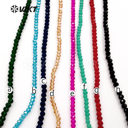 WT-N1115 Long Beads Necklaces Multi-color Beads Crystal Smooth Necklaces with White Pearl Necklaces for Women
