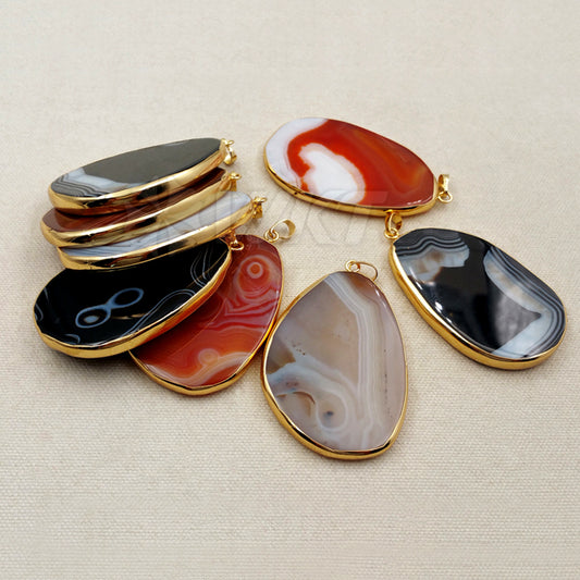 WT-P1259 Popular Wholesale New Fashion for Women Decorate Jewelry Teardrop Shape Exquisite Slice Agate Pendant