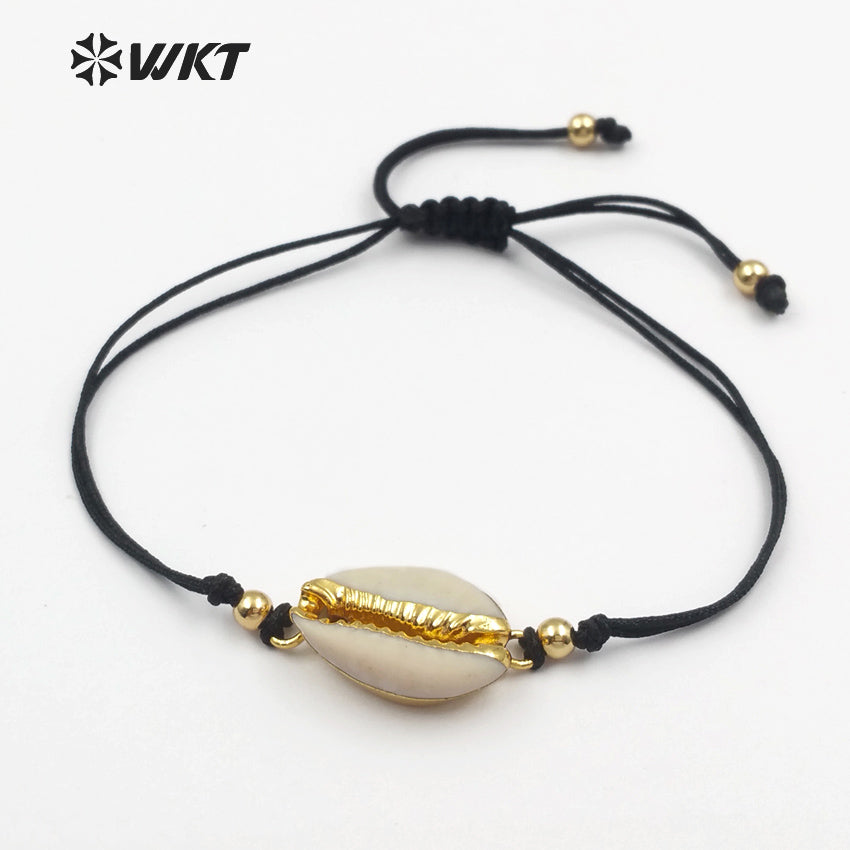 WT-B421 Wholesale Fashion Design Special Cowrie Shell Bracelets Adjustable Jewelry NaturalCowrie Shell Wrapped Bracelets