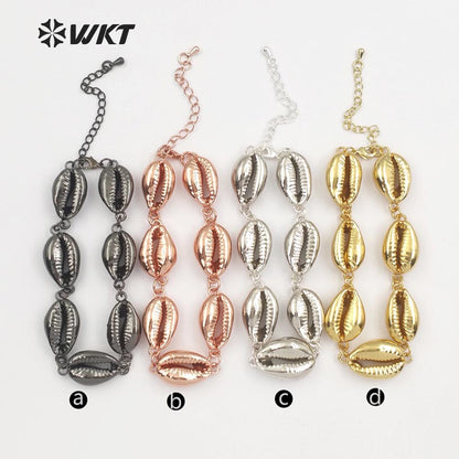 WT-B430 Cowrie Shell in Full Gold Silver Rose Gold Gun Black Electroplated Plated Different Kinds Bohe Gift for Women Bracelets