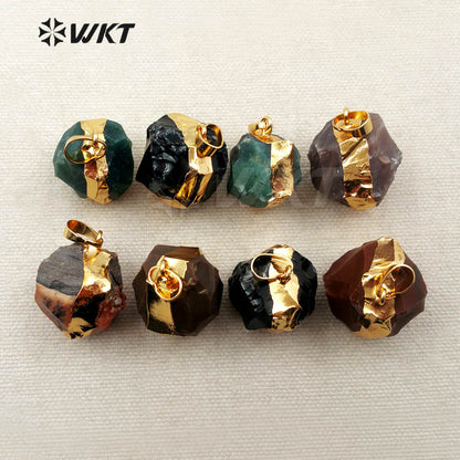 WT-P1282 WKT Wholesale New Arrival 24k Real Gold Plated Natural India Agate Ball Pendant
